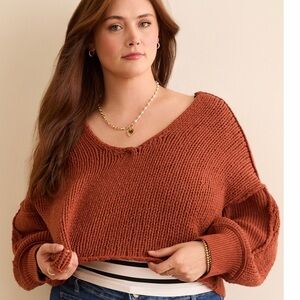 Arula Lainey Spice Crop Sweater NWT 1X